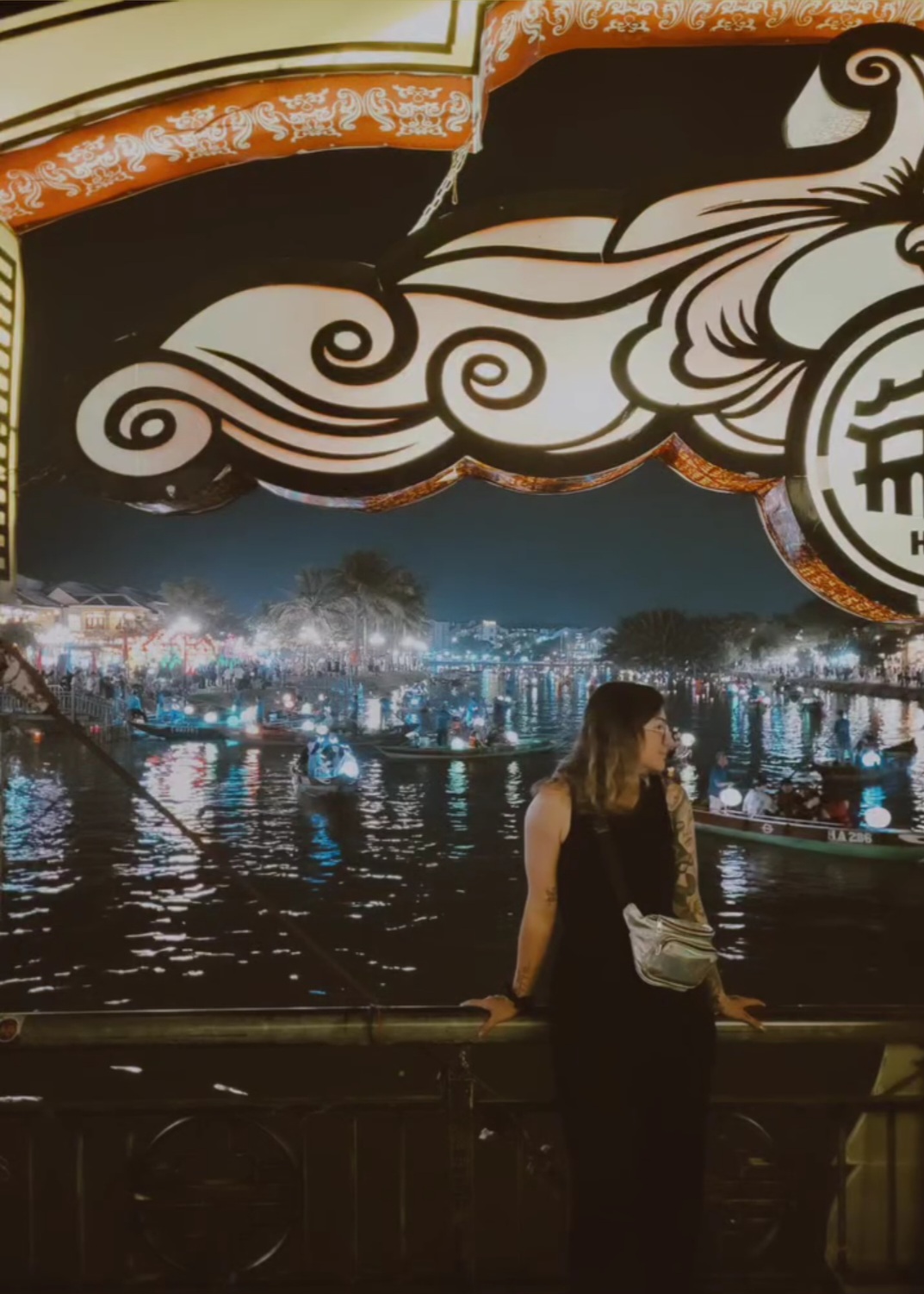 colonial Bridge with lanterns in Hoi an